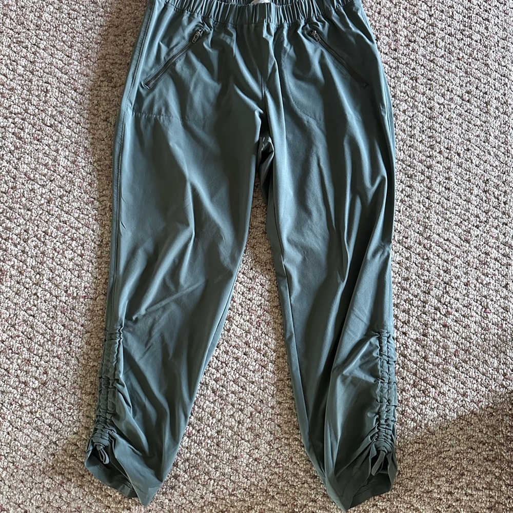 Olive green drawstring leg pants